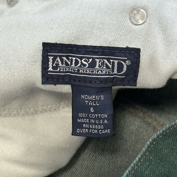 Vtg 90s Lands End Ankle Jeans Womens 6 Tall Green Denim Taper Leg Mom Grunge - Picture 12 of 13